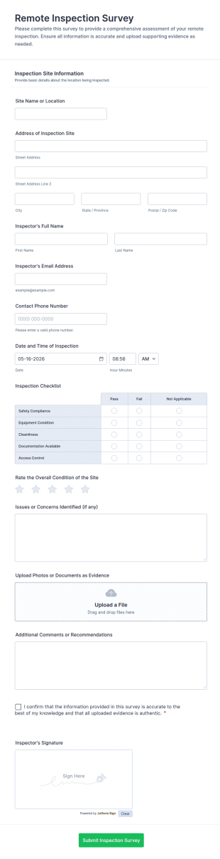 Remote Inspection Survey Form Template