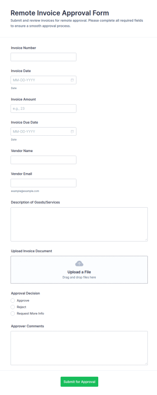Remote Invoice Approval Form Template