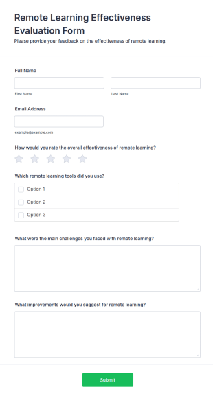 Remote Learning Effectiveness Evaluation Form Template