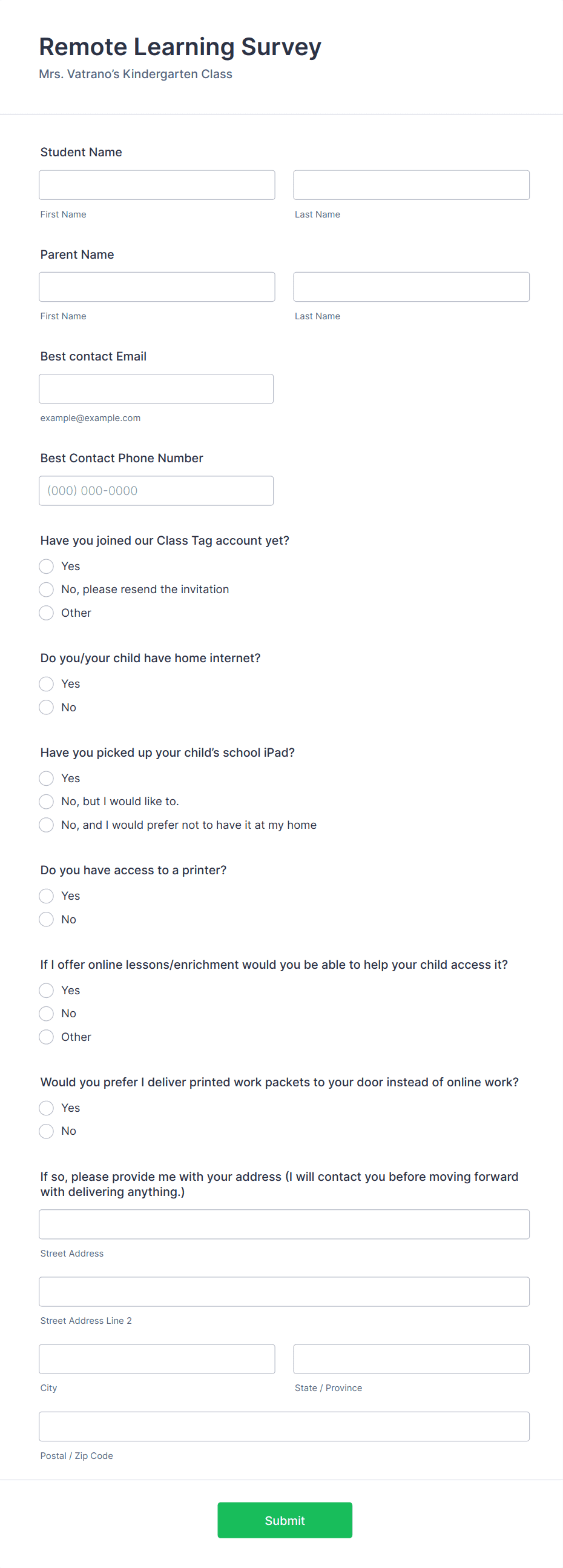 Remote Learning Survey Form Template | Jotform