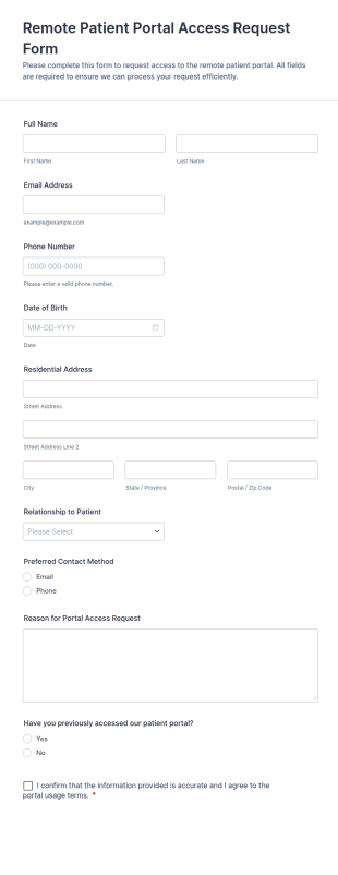 Remote Patient Portal Access Request Form Template