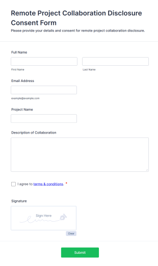 Remote Project Collaboration Disclosure Consent Form Template