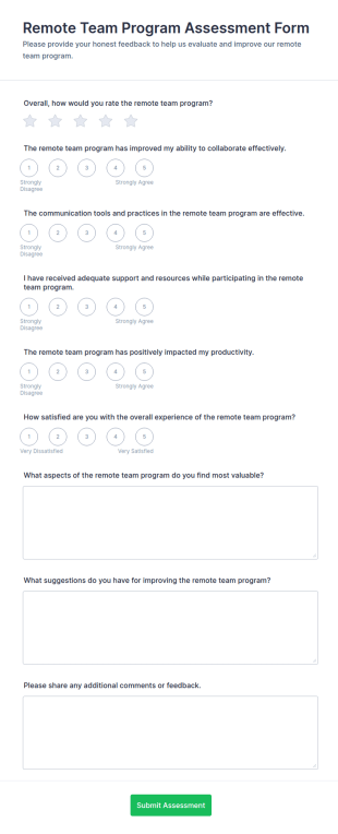 Remote Team Program Assessment Form Template
