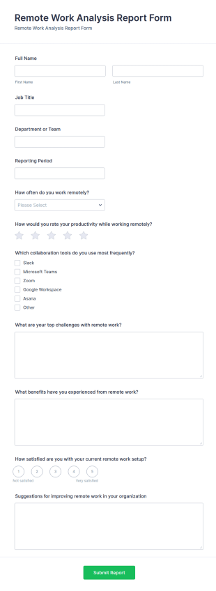 Remote Work Analysis Report Form Template