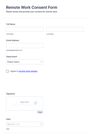 Remote Work Consent Form Template