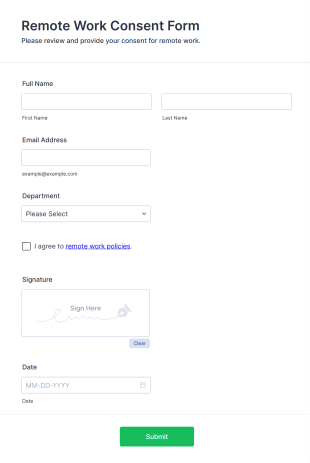 Remote Work Consent Form Template