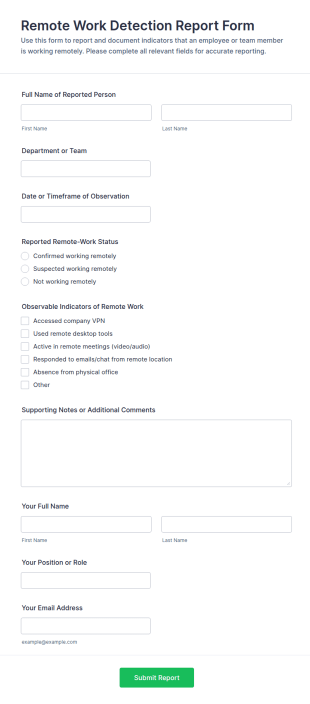 Remote Work Detection Report Form Template