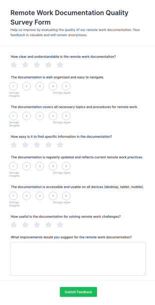 Remote Work Documentation Quality Survey Form Template