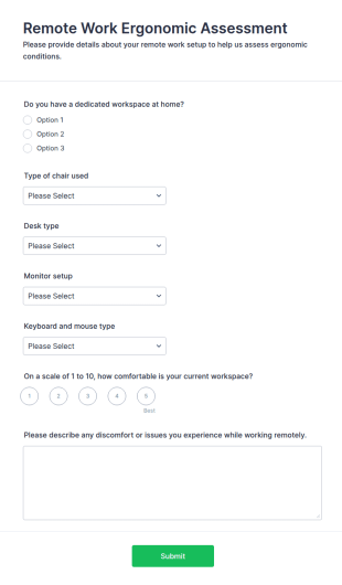 Remote Work Ergonomic Assessment Form Template
