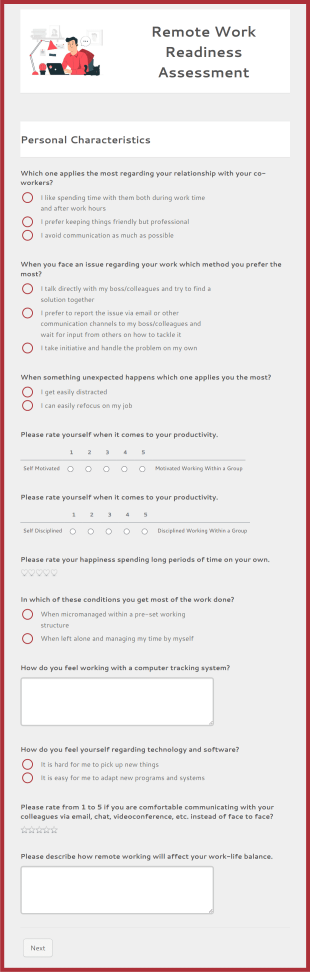 Remote Work Readiness Assessment Form Template