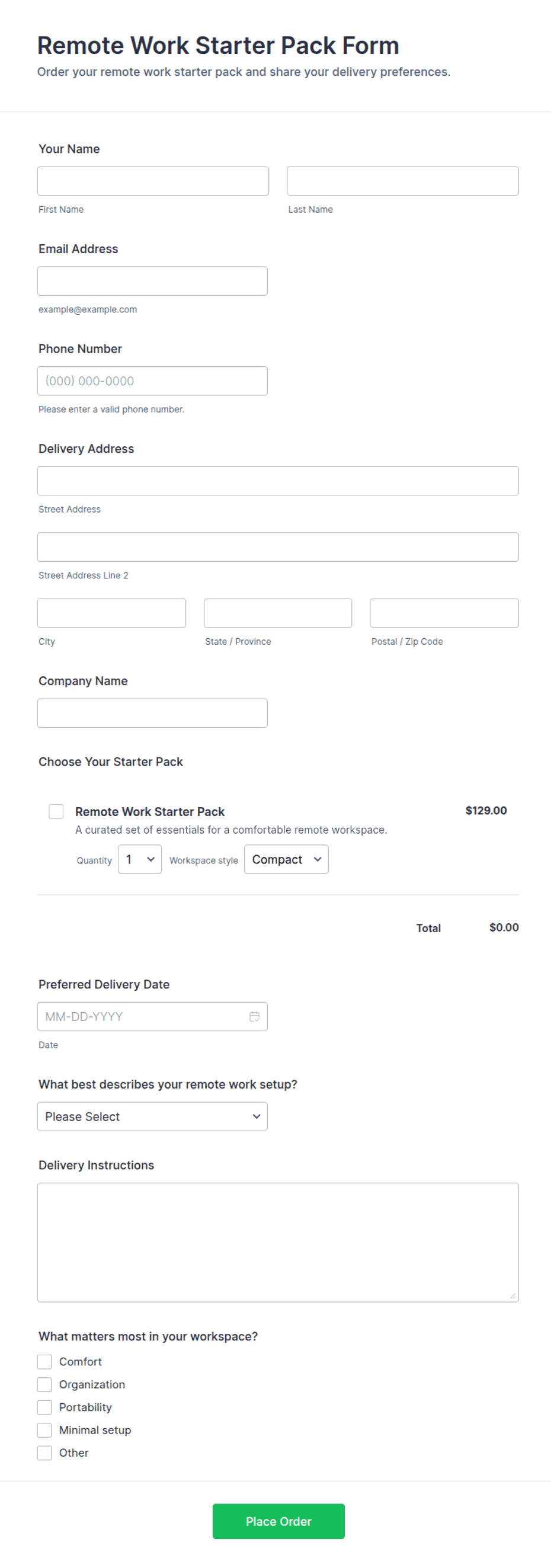 Remote Work Starter Pack Form Template | Jotform