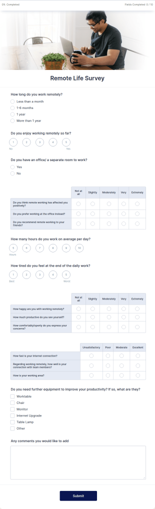 Remote Work Survey Form Template