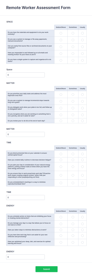 Remote Worker Assessment Form Template