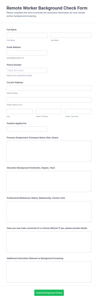 Remote Worker Background Check Form Template