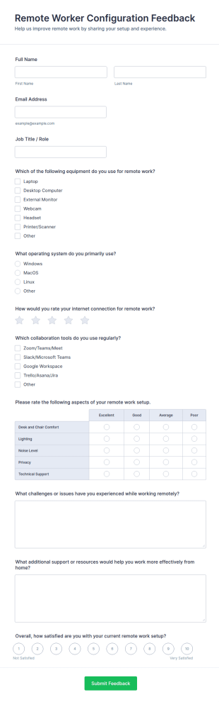 Remote Worker Configuration Feedback Form Template