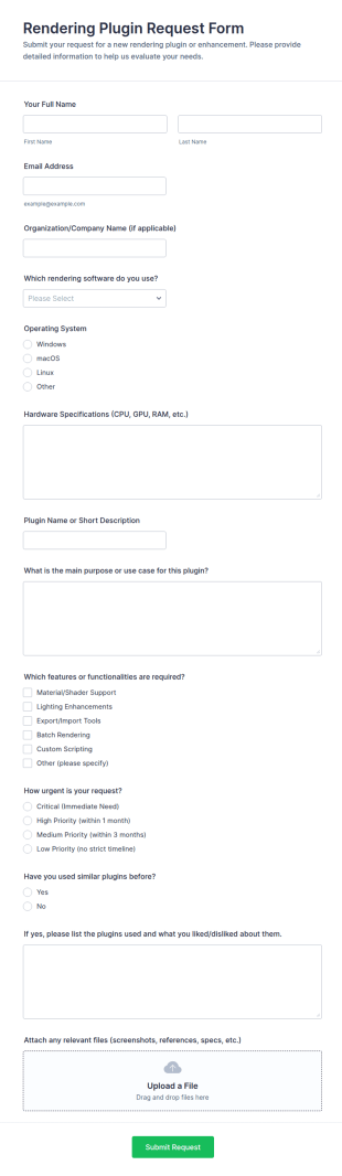 Rendering Plugin Request Form Template