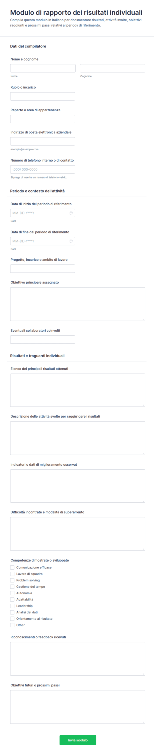 Rendiconto Risultati Individuali