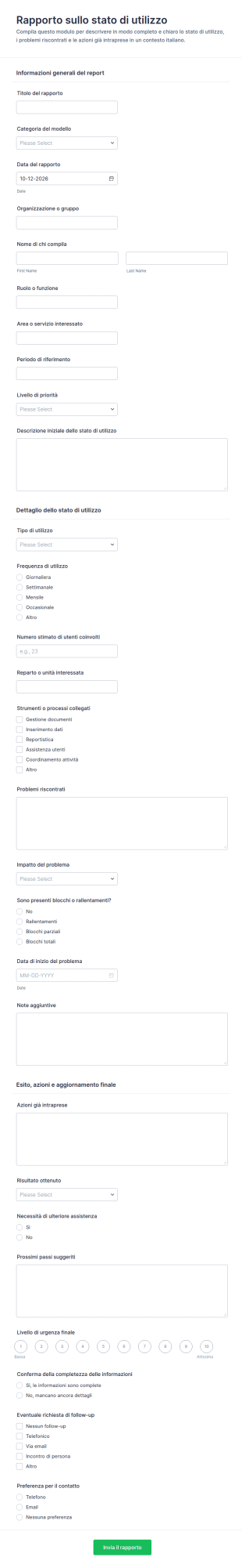 Rendiconto Stato Utilizzo Survey