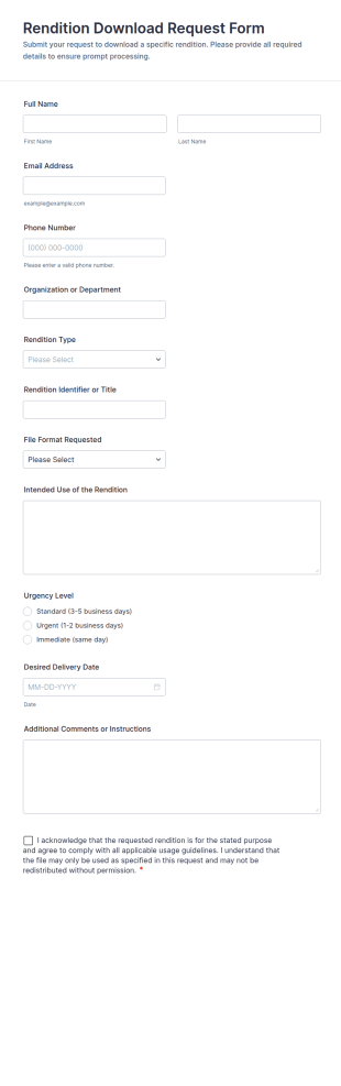Rendition Download Request Form Template