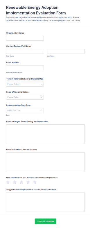Renewable Energy Adoption Implementation Evaluation Form Template