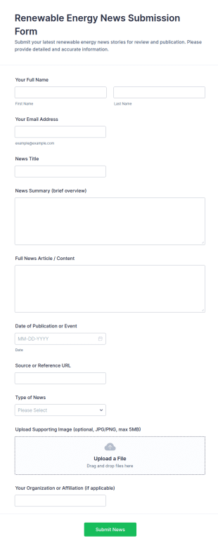 Renewable Energy News Submission Form Template
