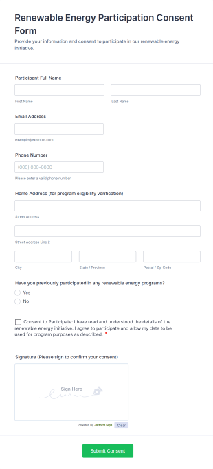 Renewable Energy Participation Consent Form Template