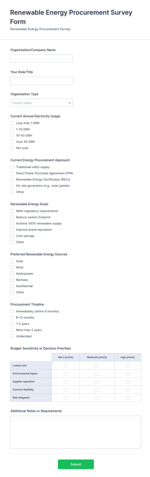 Renewable Energy Procurement Survey Form Template