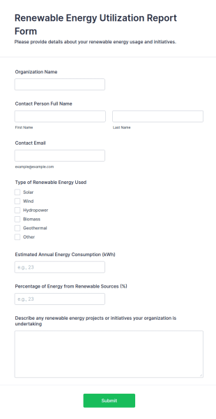 Renewable Energy Utilization Report Form Template