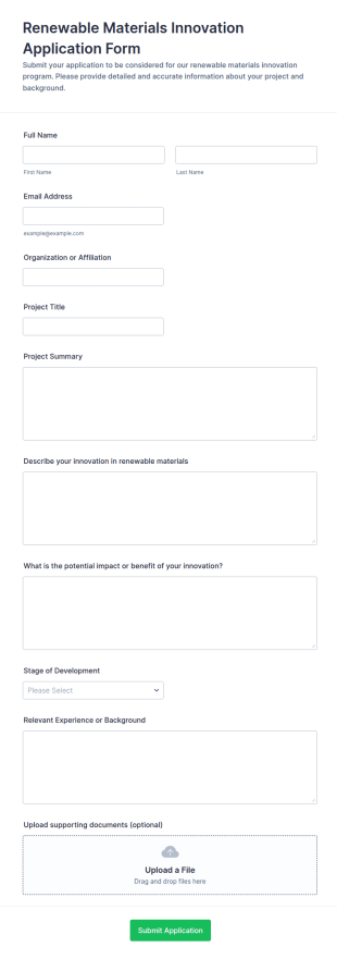 Renewable Materials Innovation Application Form Template
