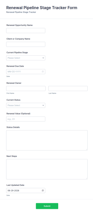 Renewal Pipeline Stage Tracker Form Template