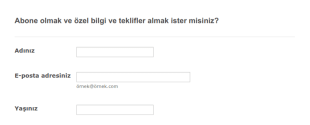 Renkli Abone Form Şablonu