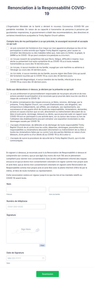 Renonciation à La Responsabilité BHFP COVID 19