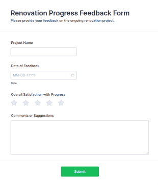 Renovation Progress Feedback Form Template