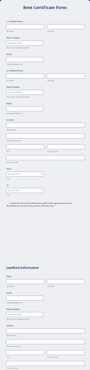 Rent Certificate Form Template