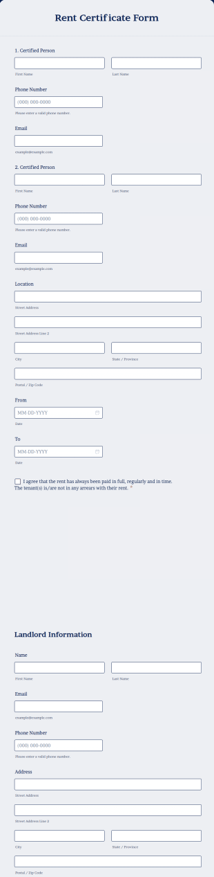 Rent Certificate Form Template
