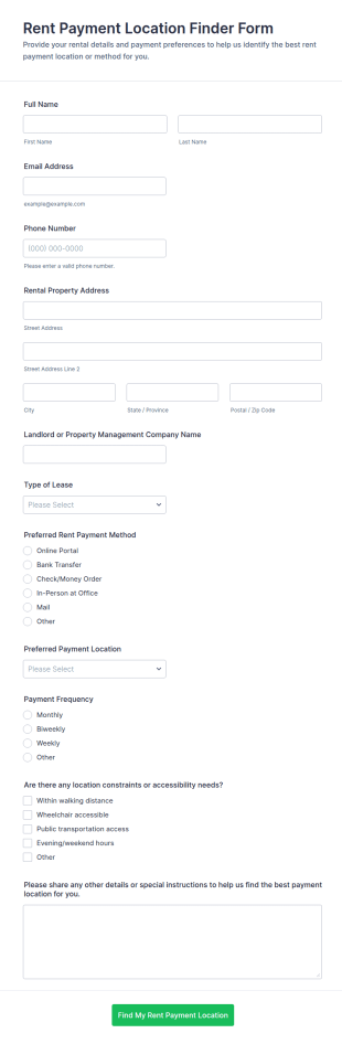 Rent Payment Location Finder Form Template