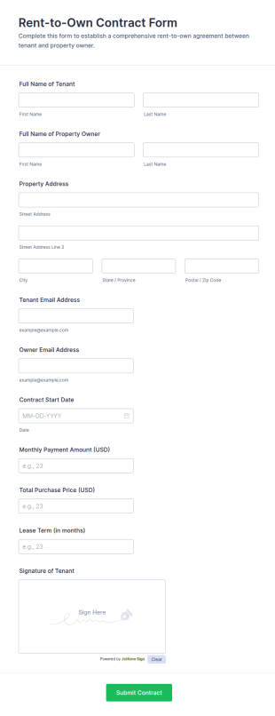 Rent To Own Contract Form Template