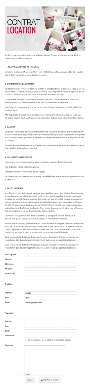 AUTOMATICBNB Contrat De Location