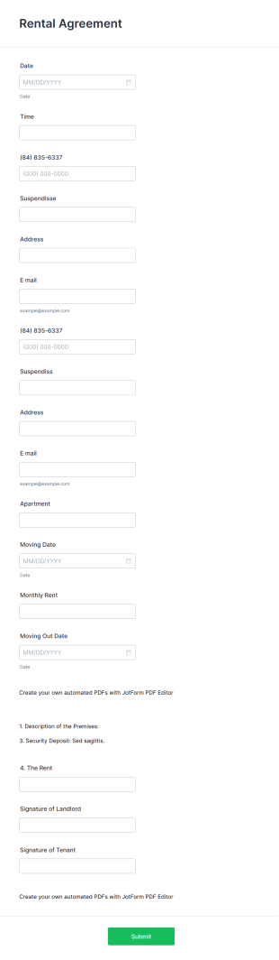 Tenancy Information Form Template