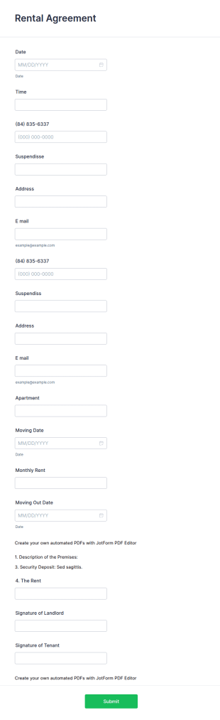 Tenancy Information Form Template