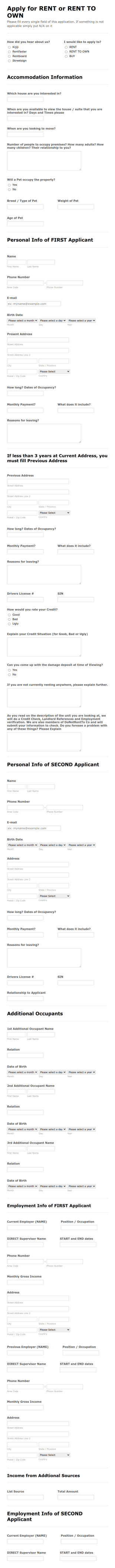 Rental Application 3 Form Template