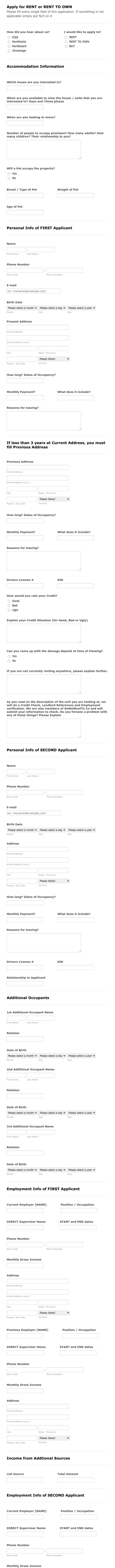 Rental Application 3 Form Template