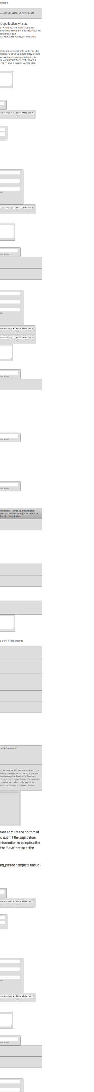 Rental Application With Co Applicant & Signatures Form Template