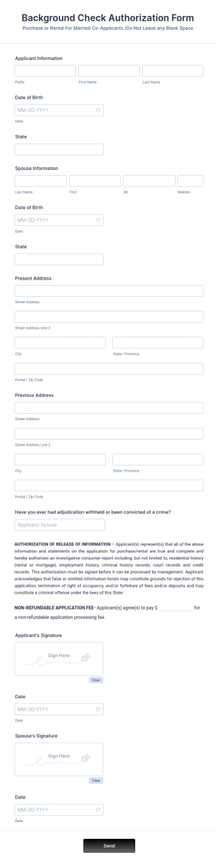 Rental Background Check Authorization Form Template