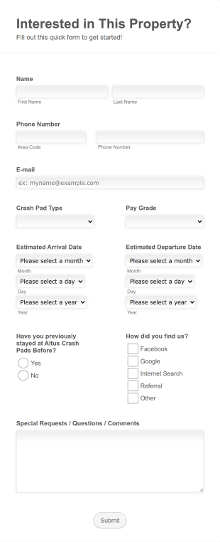 Rental Booking Inquiry Form Template