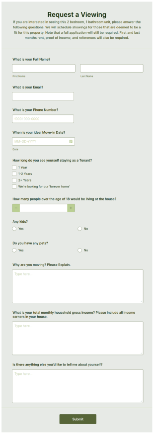 Rental Checklist Form Template
