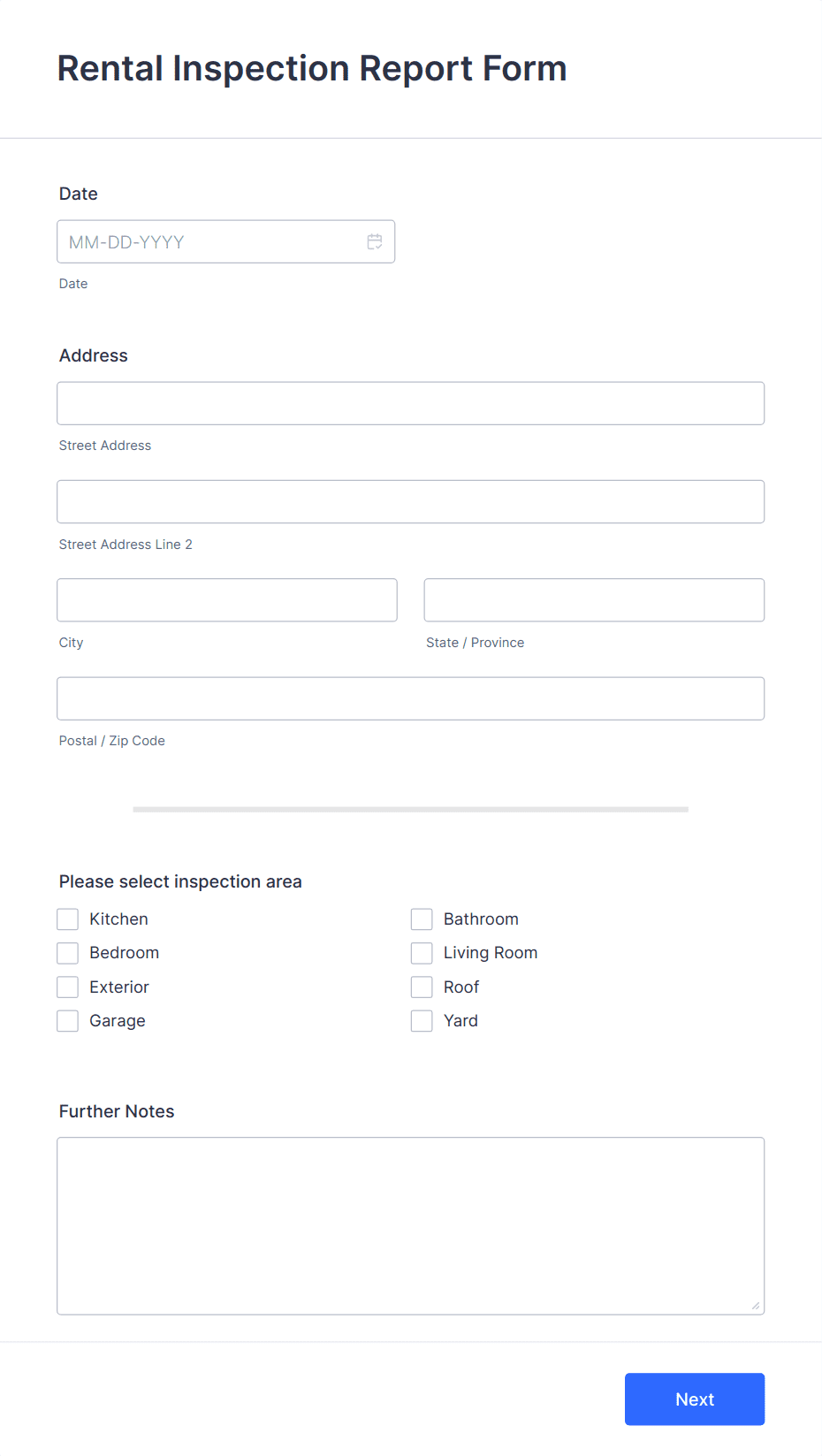 Rental Inspection Report Form Template | Jotform