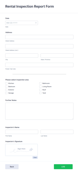 Rental Inspection Report Form Template