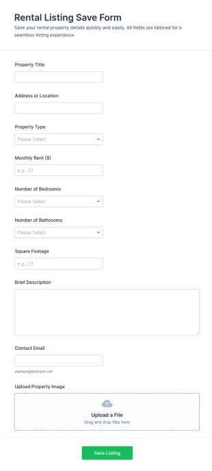 Rental Listing Save Form Template