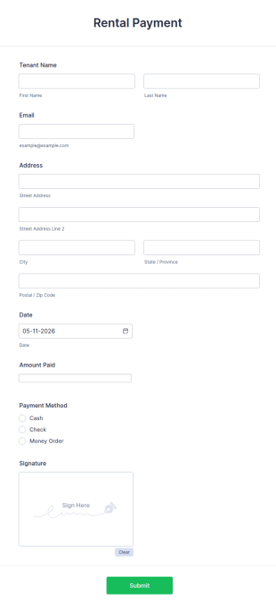 Rental Payment Form Template